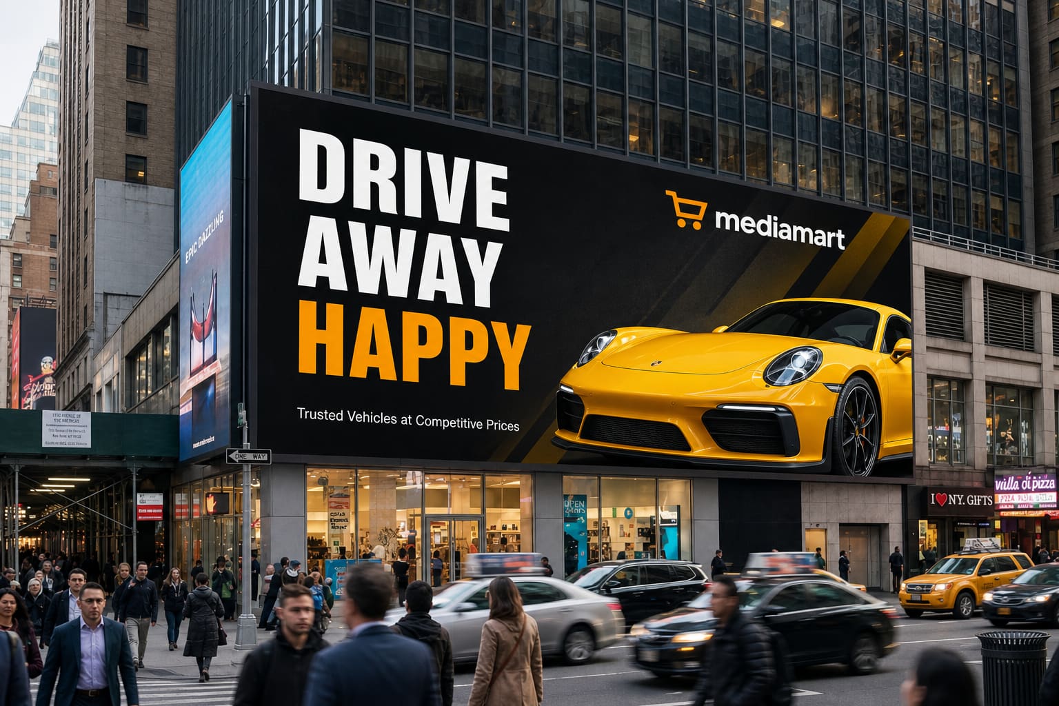 Media Mart digital billboard campaign on a city street